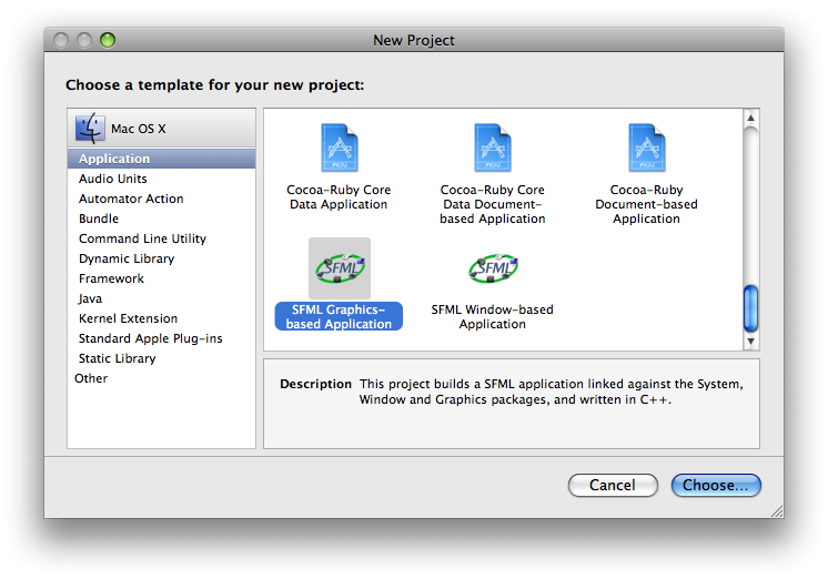 Screenshot of the new project dialog box