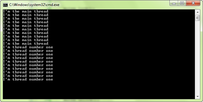 Screenshot of the program output